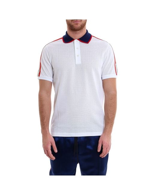 Gucci White Logo Ribbon Polo Shirt for men