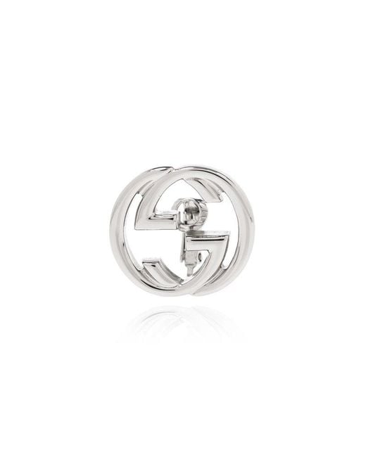 Gucci White Mono Clip-on Earring With Logo