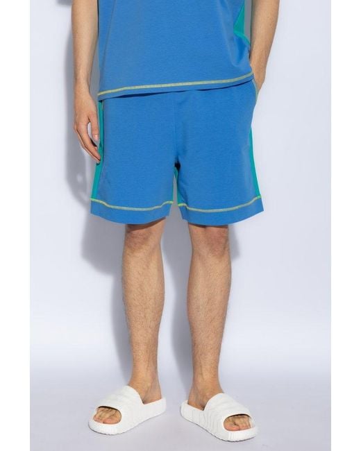 Moschino Blue Logo Printed Drawstring Shorts for men