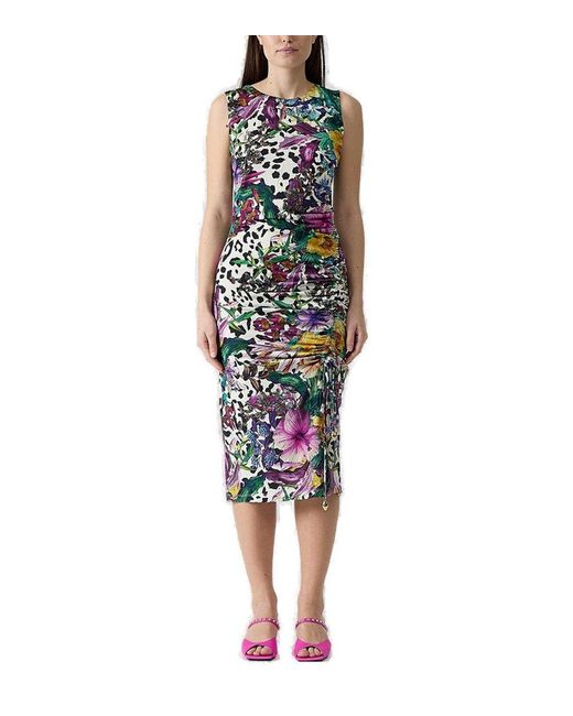 Just Cavalli Multicolor Floral Print Dress