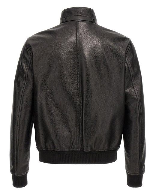 Tom Ford Black Leather Bomber Jacket for men