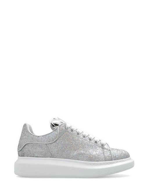Alexander McQueen Holographic-effect Lace-up Sneakers in White | Lyst