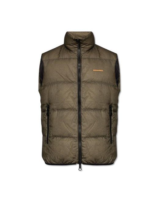 DSquared² Green Down Vest With Logo, for men