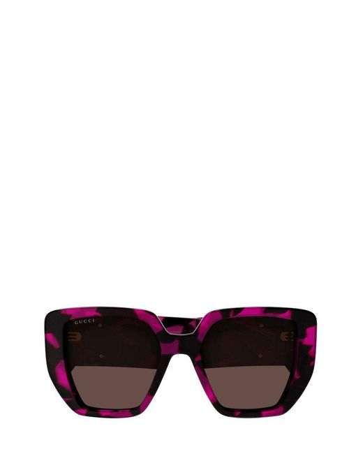 Gucci Purple Oversized Square Frame Sunglasses