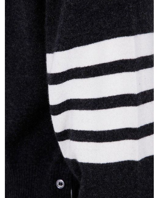 Thom Browne Black Classic Crewneck Short Pullover With 4 Bar Stripe for men