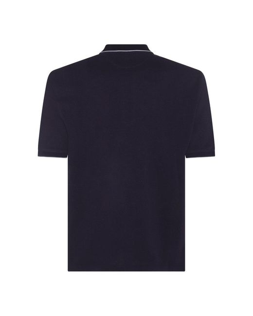 Brunello Cucinelli Blue Dark Navy Cotton Polo Shirt for men