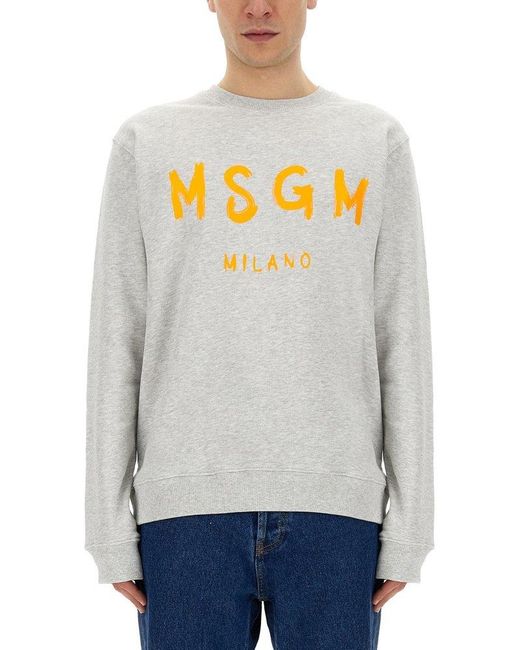 MSGM Gray Sweatshirt With Logo for men