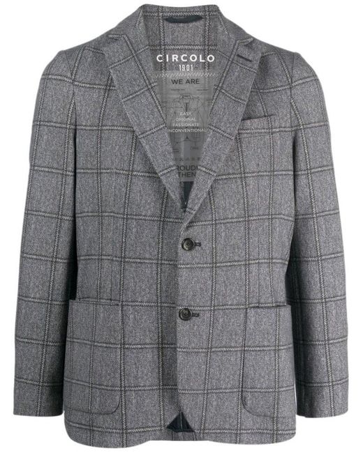 Circolo 1901 Gray Checkered Blazer Jacket for men
