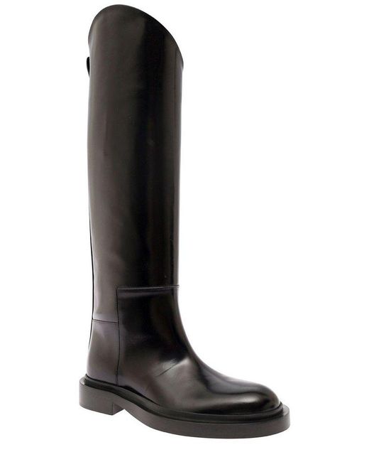 Jil Sander Black Asymmetric Round-toe Boots