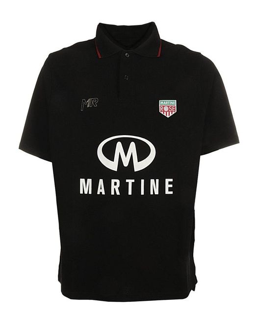 Martine Rose Black Logo Print Polo Shirt for men
