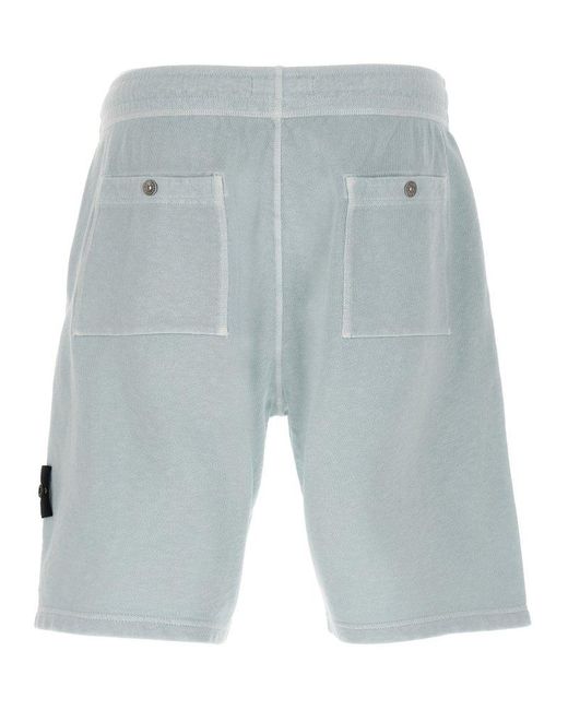 Stone Island Blue Logo Badge Bermuda Shorts for men