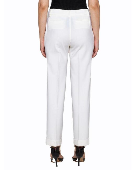 P.A.R.O.S.H. White Turned-up Hem Trousers