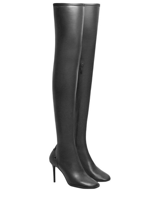 Courreges Black Oblique Thigh-High Boots
