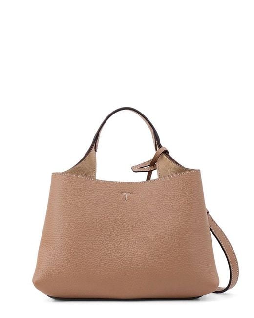 Tod's Logo Embossed Mini Crossbody Bag in Brown | Lyst