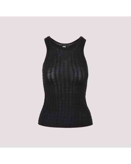 black cable knit tank top