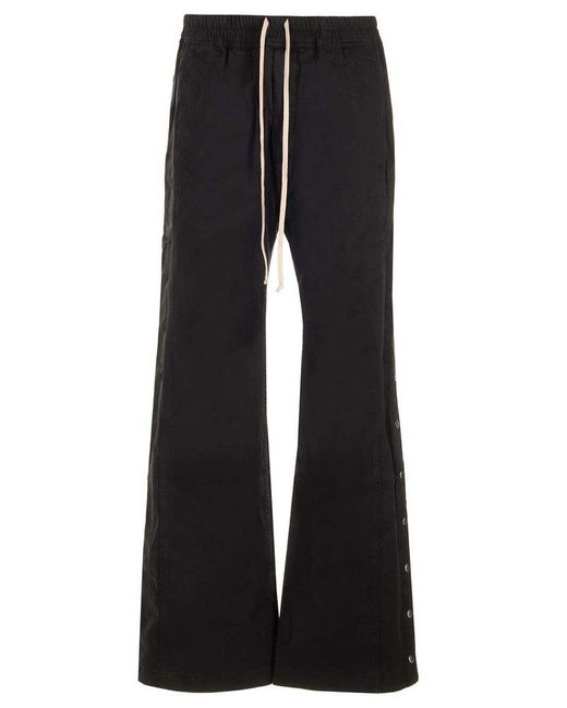 Rick Owens Blue Drawstring Button-detailed Trousers for men