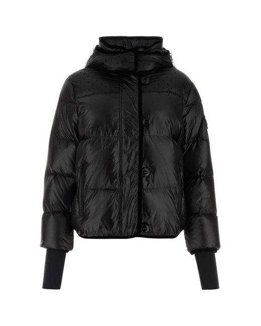 RED Valentino Black Red High Neck Hooded Jacket