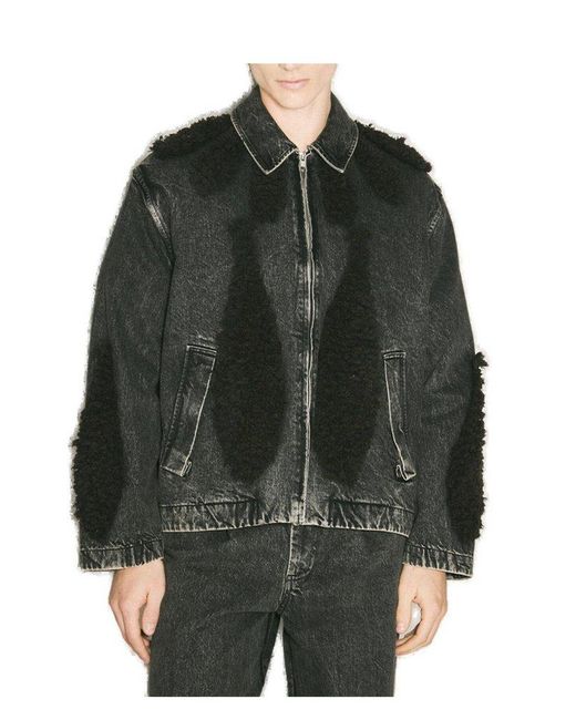 Song For The Mute Black Zip-Up Denim Jacket for men