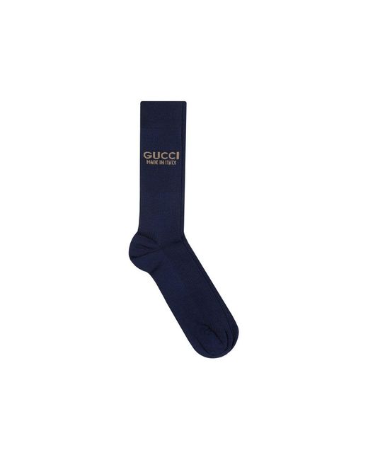 Gucci Blue Jacquard Knit Socks for men