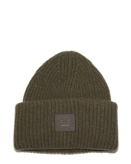 Wool Face Logo Patch Beanie Hat 