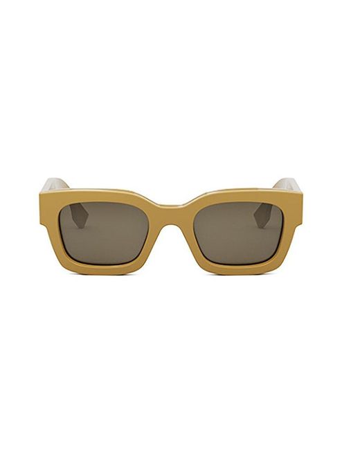 Fendi Yellow Rectangular Frame Sunglasses