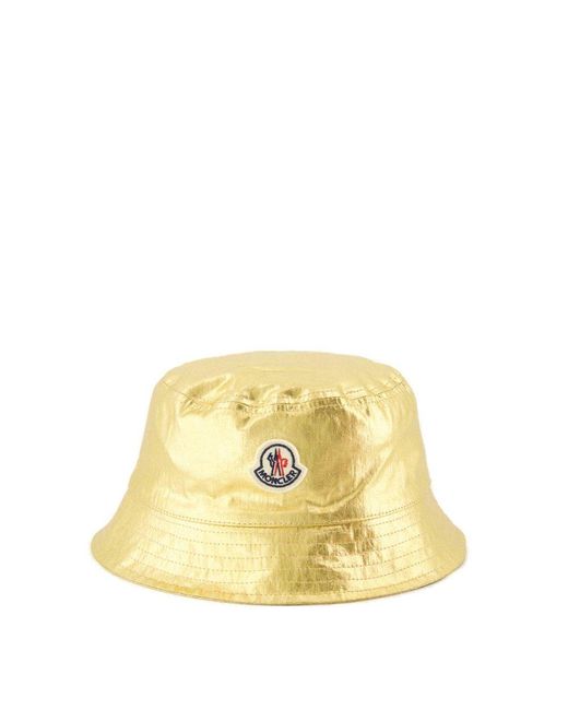 Moncler Yellow Logo Patch Slip-on Bucket Hat for men