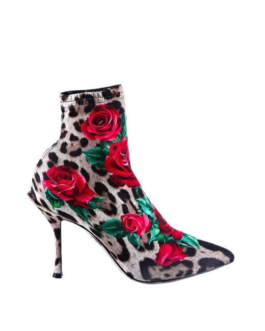 Dolce & Gabbana Multicolor Leopard Rose Print Boots