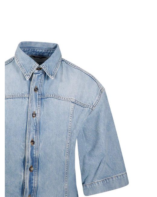 Haikure Blue Button-Up Denim Top