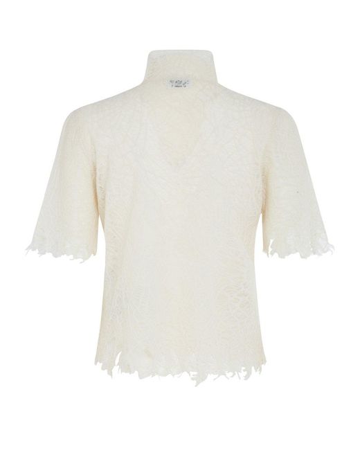 Alexander McQueen White Knitted Cobweb Lace Top