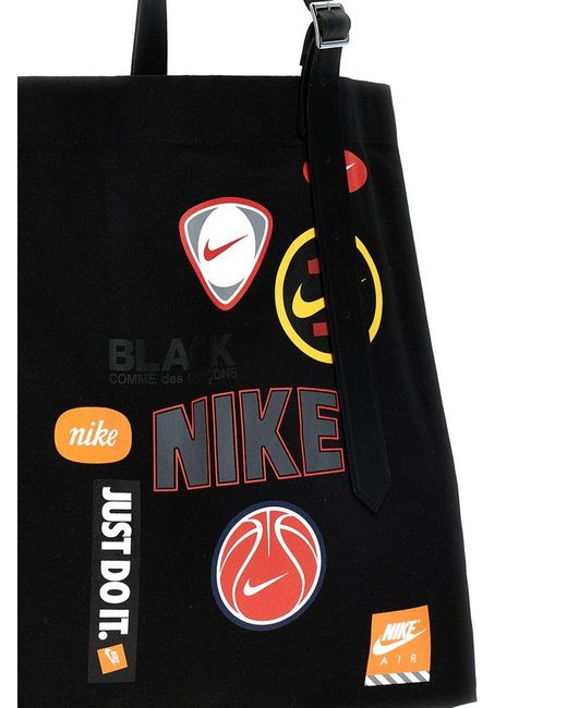 COMME DES GARÇON BLACK Black X Nike Logo Printed Tote Bag