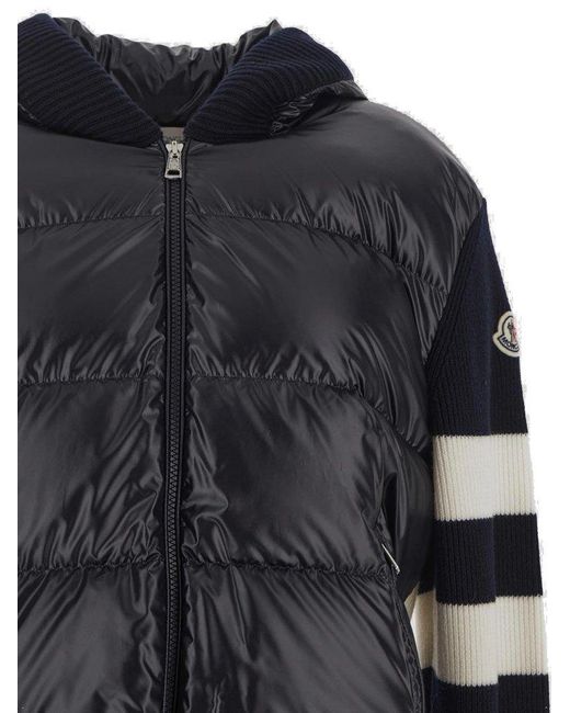 Moncler Black Panelled Zip-up Padded Jacket for men