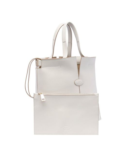 Tod's Natural Di Bag Folio Small Top Handle Bag