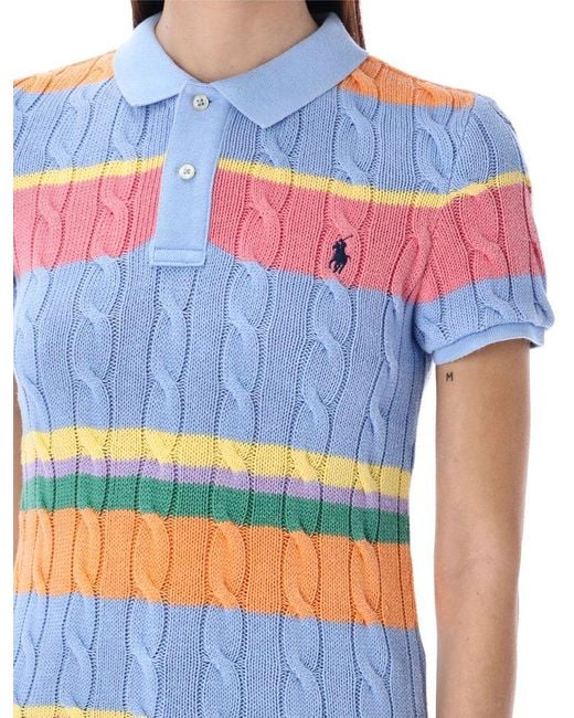 Polo Ralph Lauren Blue Slim Fit Cable-knit Polo Shirt