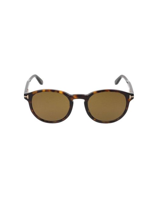 Tom Ford Brown Round Frame Sunglasses for men