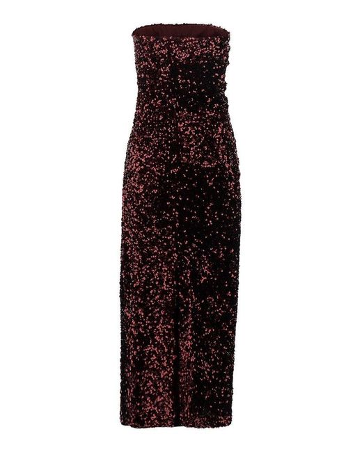 Plain Black Bustier Dress With Sequins
