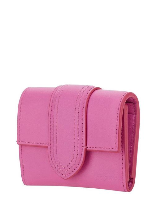 Jacquemus 'le Compact Bambino' Pink Wallet With Magnetic Closure In Leather Woman