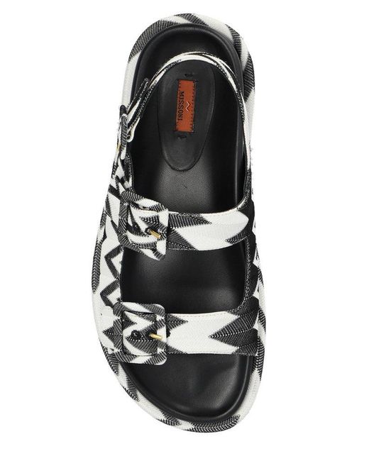 Missoni White Zigzag Printed Double Buckled Sandals