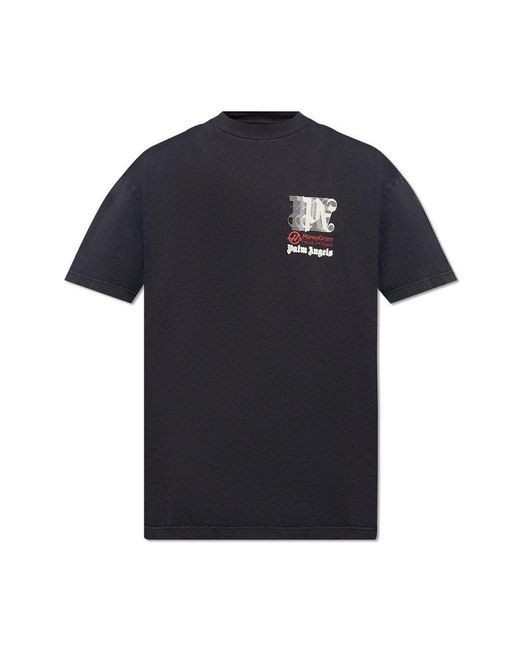 Palm Angels Black Printed T-shirt, for men