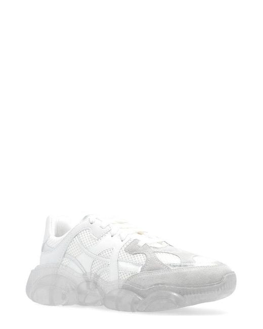 Moschino White Round-Toe Chunky Lace-Up Sneakers