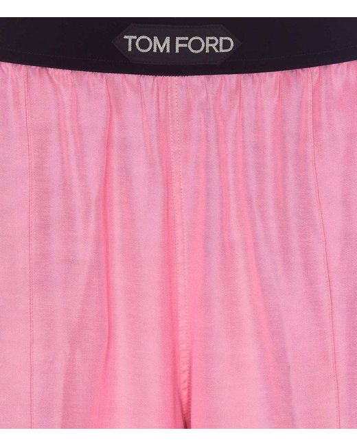 Tom Ford Pink Logo Waistband Straight Leg Pants
