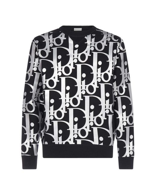 Dior Black Oversized Reflective Oblique Sweater for men