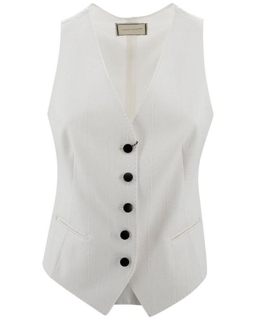 Tagliatore White Single-Breasted Sleeveless Vest