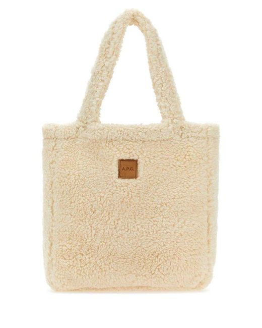 A.P.C. Natural Ivory Teddy Fabric Lou Shopping Bag