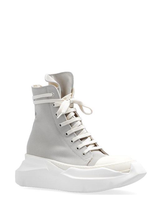 Rick Owens White Abstract High-top Lace-up Sneakers