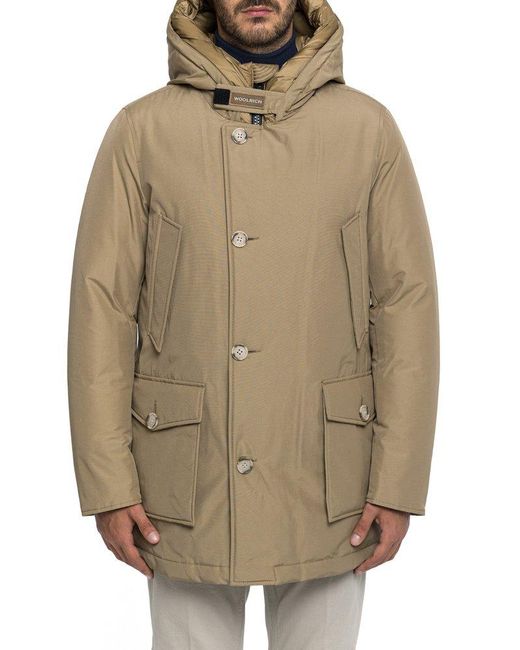 Woolrich Natural Arctic Hooded Down Coat for men