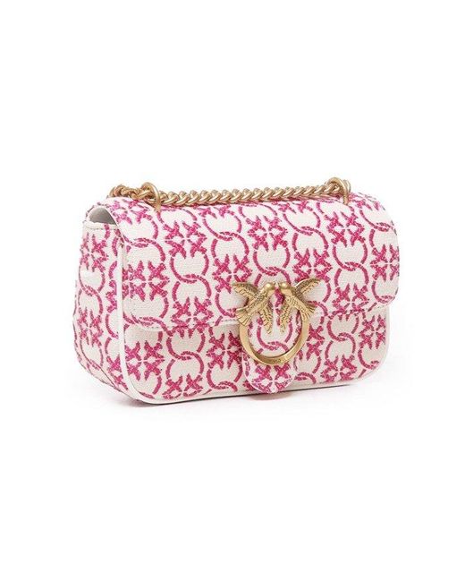 Pinko Pink Love One Logo Jacquard Mini Shoulder Bag