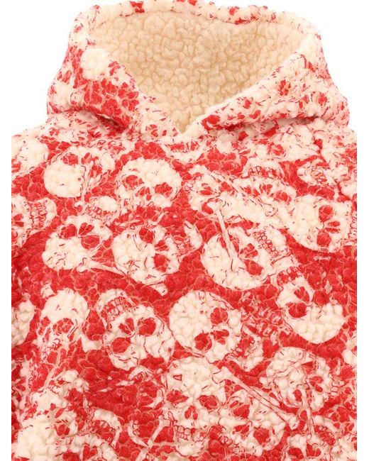トップス ERL Fleece Skull Popover Hoody in Red ERL Fleece Skull Popover Hoody in Red