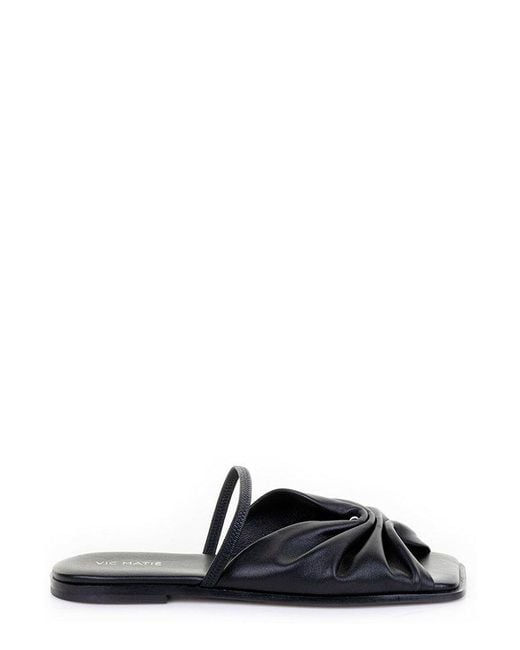 Vic Matié Black Pleated Slide Sandals