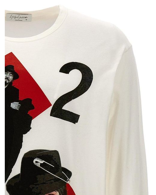 Yohji Yamamoto White Printed T-Shirt for men