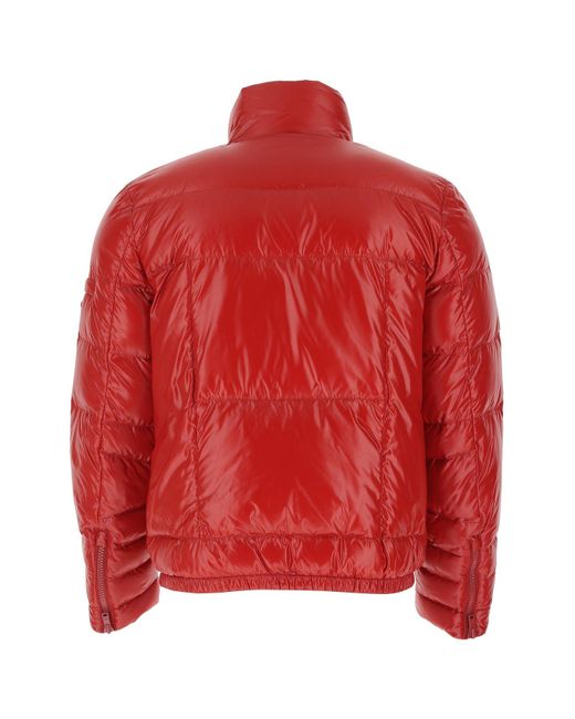 Prada Synthetic Nylon Down Jacket in Red for Men - Lyst